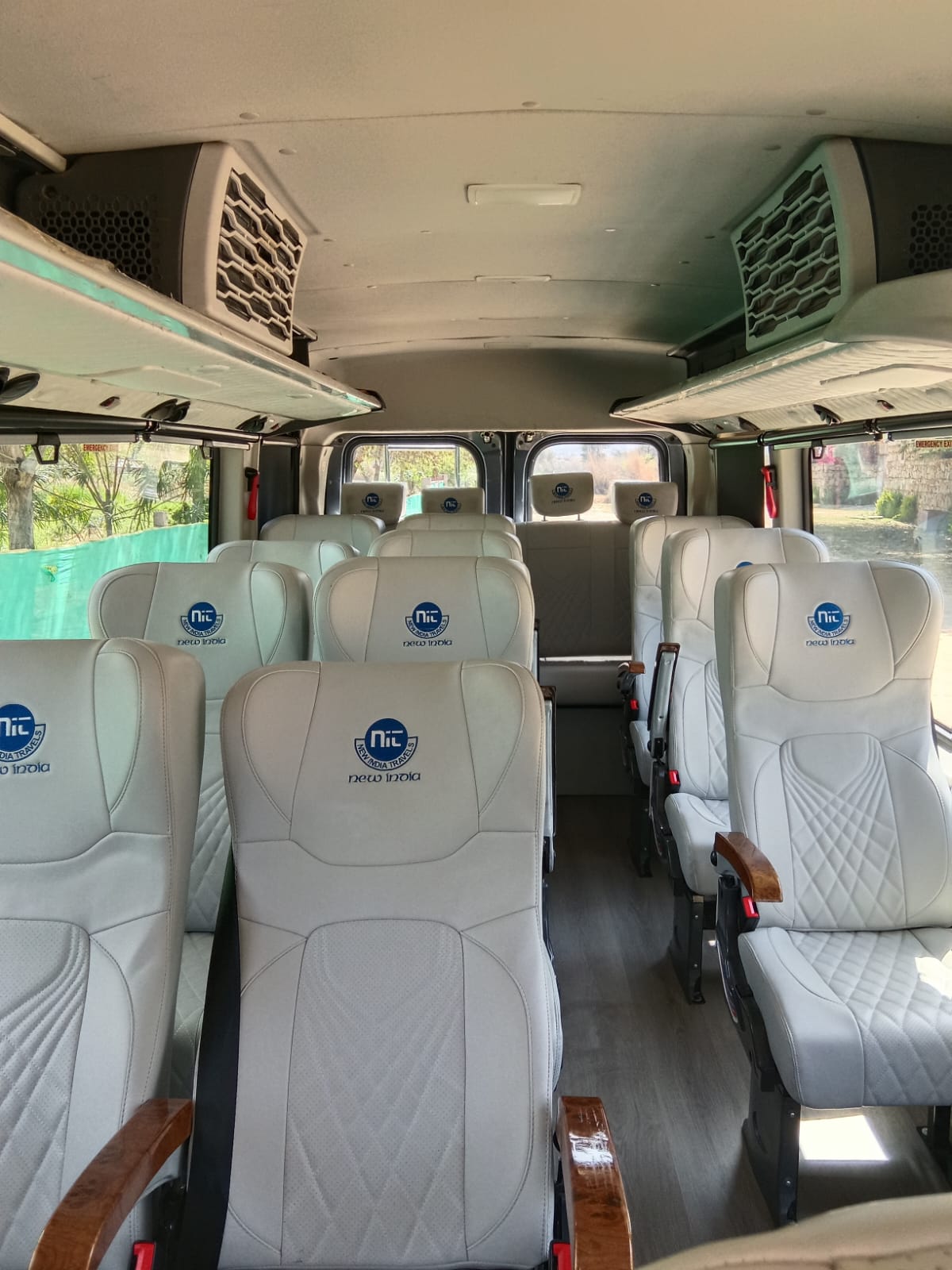 White luxury seats inside the Force Urbania 16 seater
